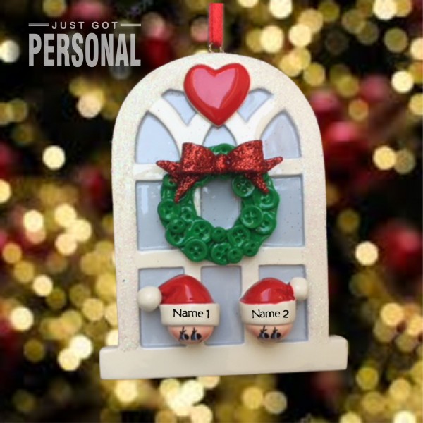 Hand Personalised Family Christmas Decoration - Christmas Window Couple